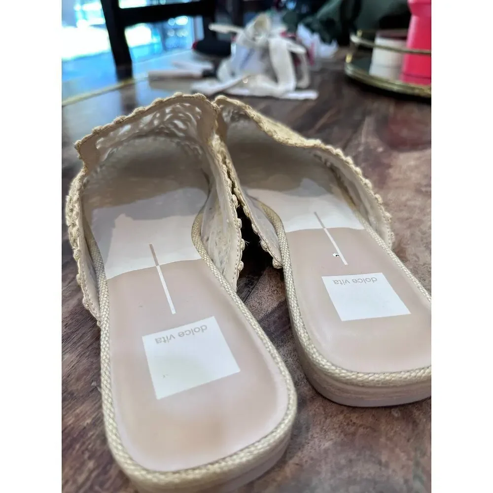 Dolce Vita Women's Light Natural Diya Macrame Diya Flat Mules Size 13